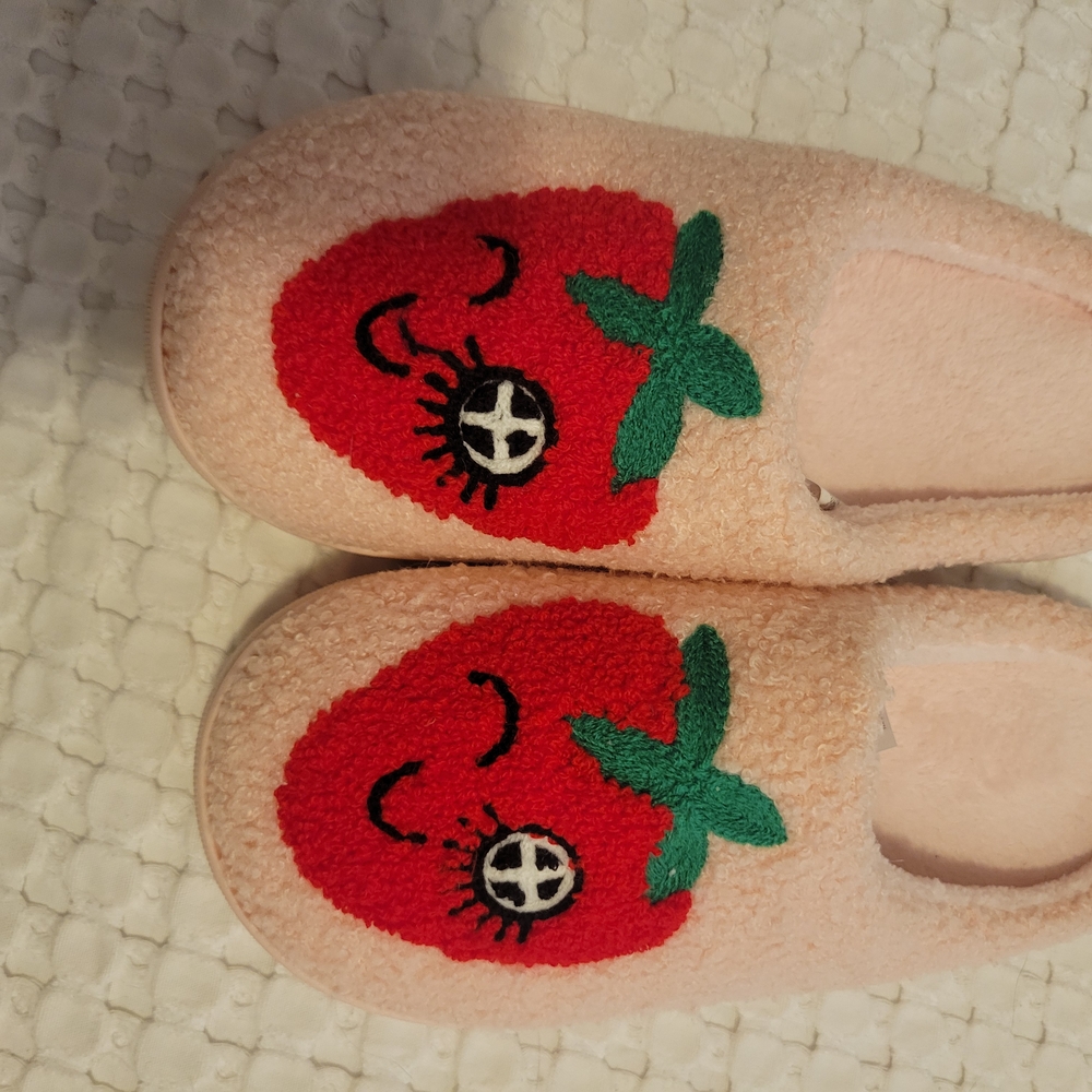 Strawberry Embroidered Slippers